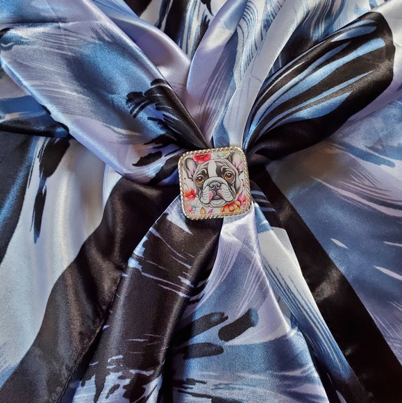 Western scarf slide,scarf slide bling concho, wild rag slides, Frenchie lover - Picture 3 of 3